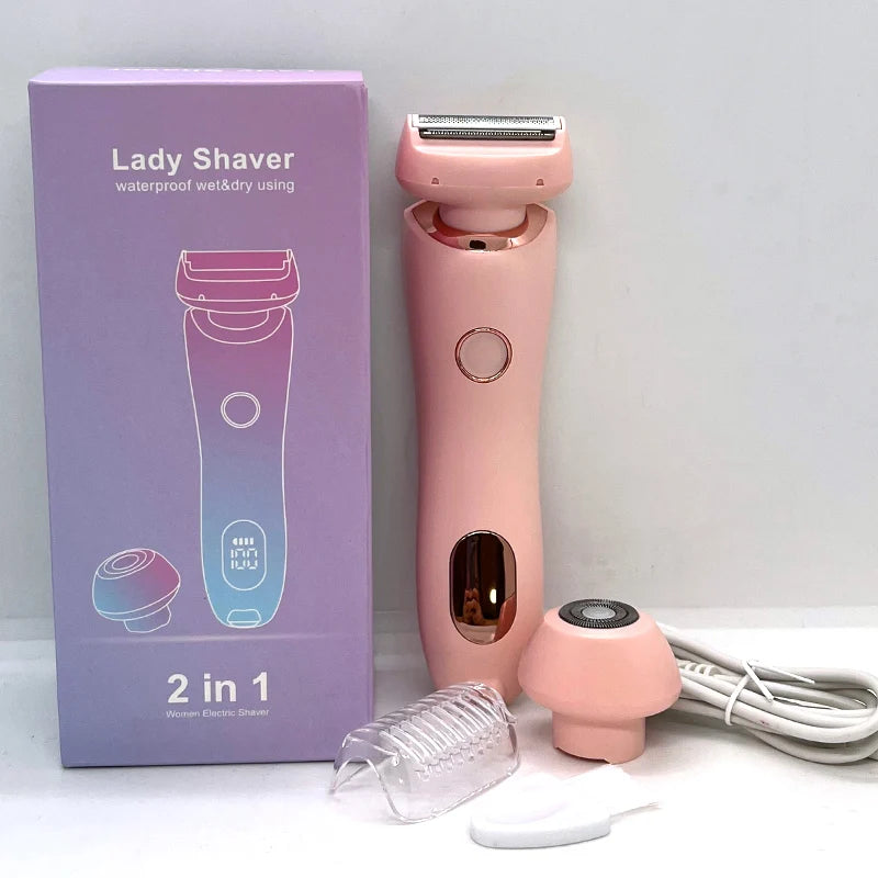 2 in 1 Electric Razors for Women Bikini Trimmer Face Shavers Hair Removal for Underarms Legs Ladies Body Trimmer IPX7 Waterproof