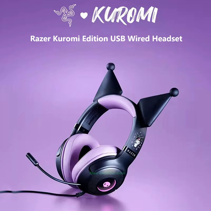 Sanrio Kuromi Edition Gaming Keyboard Dark Night Sweetheart Dual Wireless Mouse Kuromi Wired RGB Headset Compact Soundbar