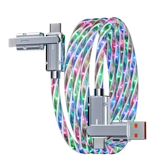New Starry Sky RGB LED USB Type-C to Type-C to Lightning and 4 in 1 Fast Charging Cable for Iphone 15 14 Xiaomi Samsung HUAWEI