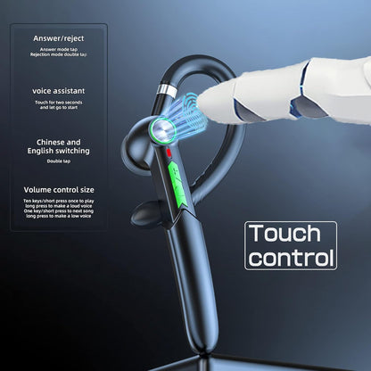 Single-Ear Bluetooth Earpiece with Noise Cancelling – Wireless Hands-Free Headset for Iphone & Cell Phones, Built-In Mic, 10Hrs Battery Life