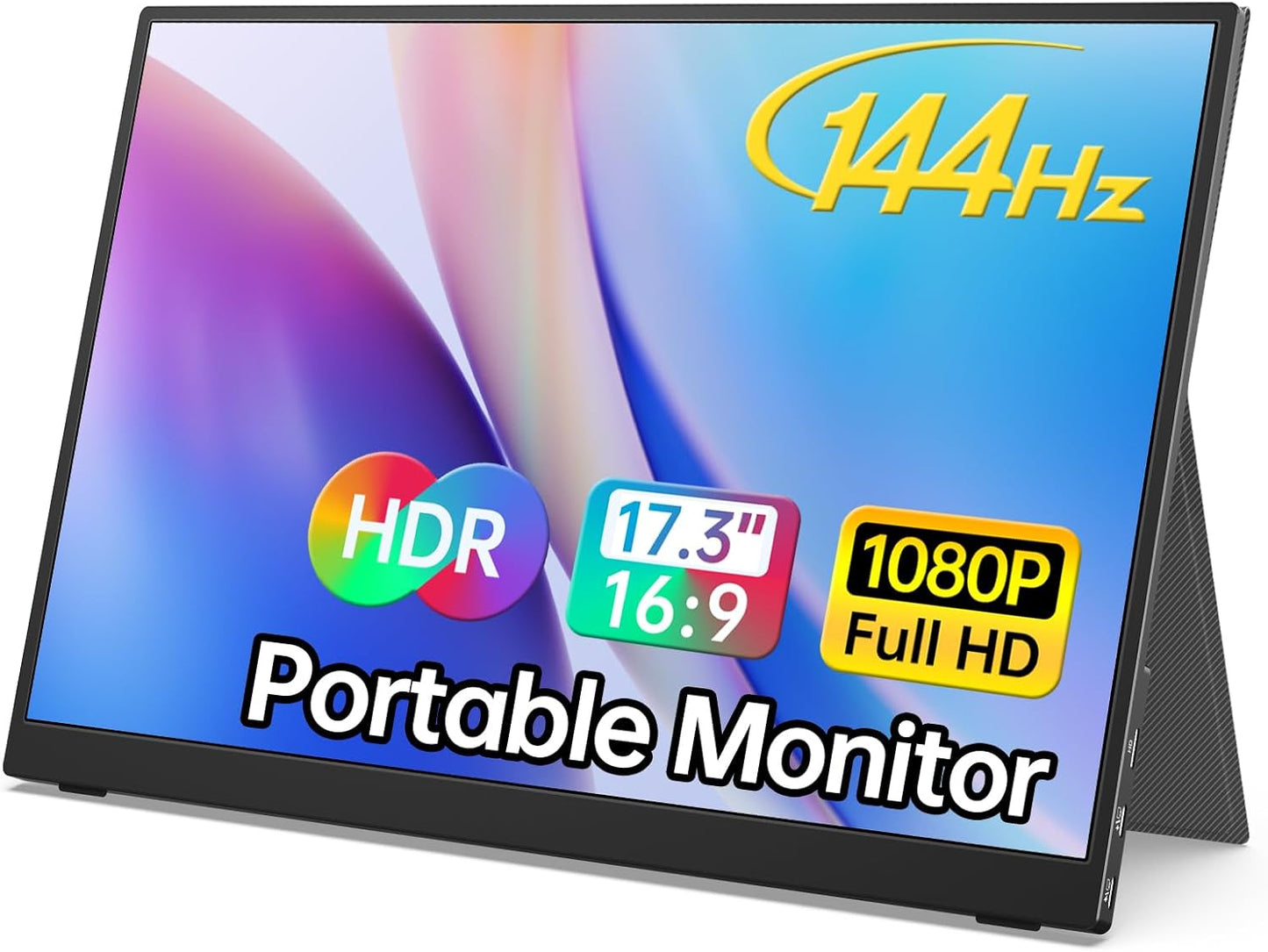 Portable Monitor 15.6Inch FHD 1080P USB C HDMI Gaming Ultra-Slim IPS Display W/Smart Cover & Speakers,Hdr Plug&Play, External Monitor for Laptop PC Phone Mac (15.6'' 1080P)