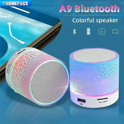 Mini Portable Bluetooth Speaker Supports USB/TF Card Bluetooth Connection Colorful LED Changing Light Compact Wireless Speaker