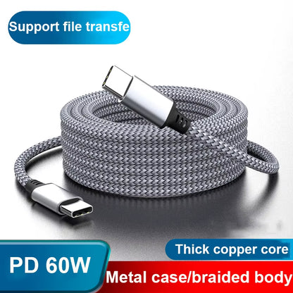 Type C to Type C 60W Fast Charger Cable 1M 2M 3M 5M 8M PD Extension Data Cable for Iphone 15 Macbook Xiaomi Samsung Camera