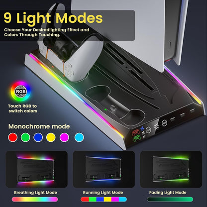 Suporte PS5 — modos RGB em demonstração
