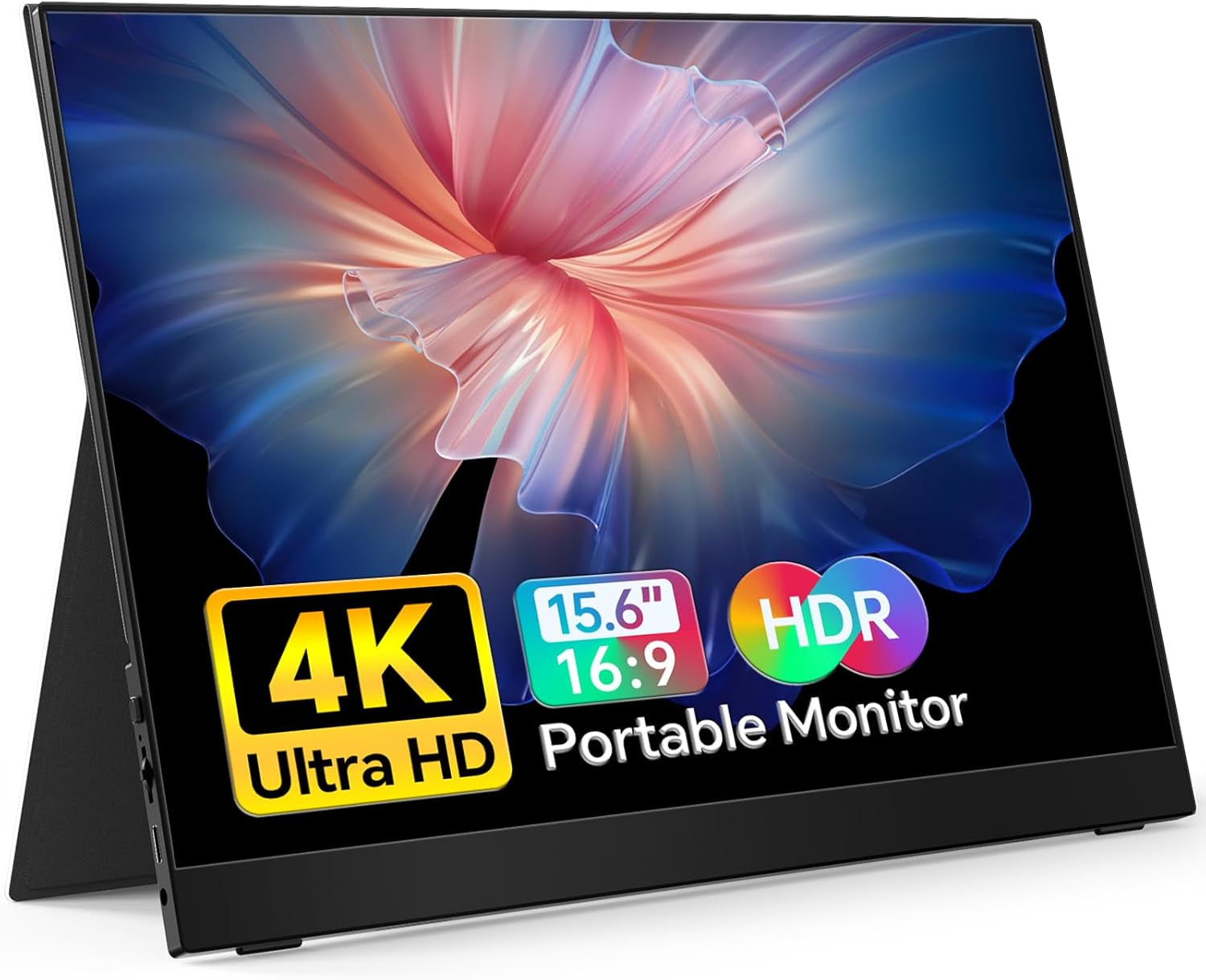 Portable Monitor 15.6Inch FHD 1080P USB C HDMI Gaming Ultra-Slim IPS Display W/Smart Cover & Speakers,Hdr Plug&Play, External Monitor for Laptop PC Phone Mac (15.6'' 1080P)