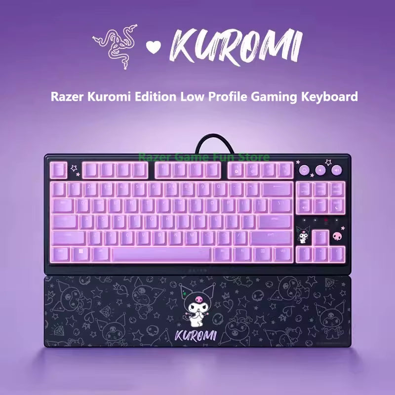 Sanrio Kuromi Edition Gaming Keyboard Dark Night Sweetheart Dual Wireless Mouse Kuromi Wired RGB Headset Compact Soundbar