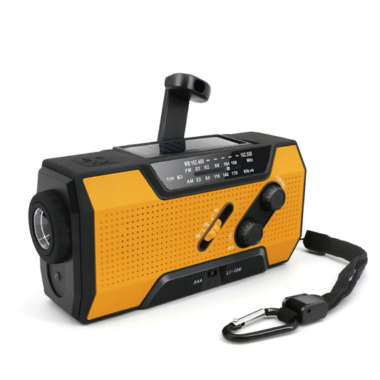 Emergency Radio AM FM with 2000Mah Battery Operated Radio Portable Power Bank Usb/Solar/Hand Crank Charging, SOS