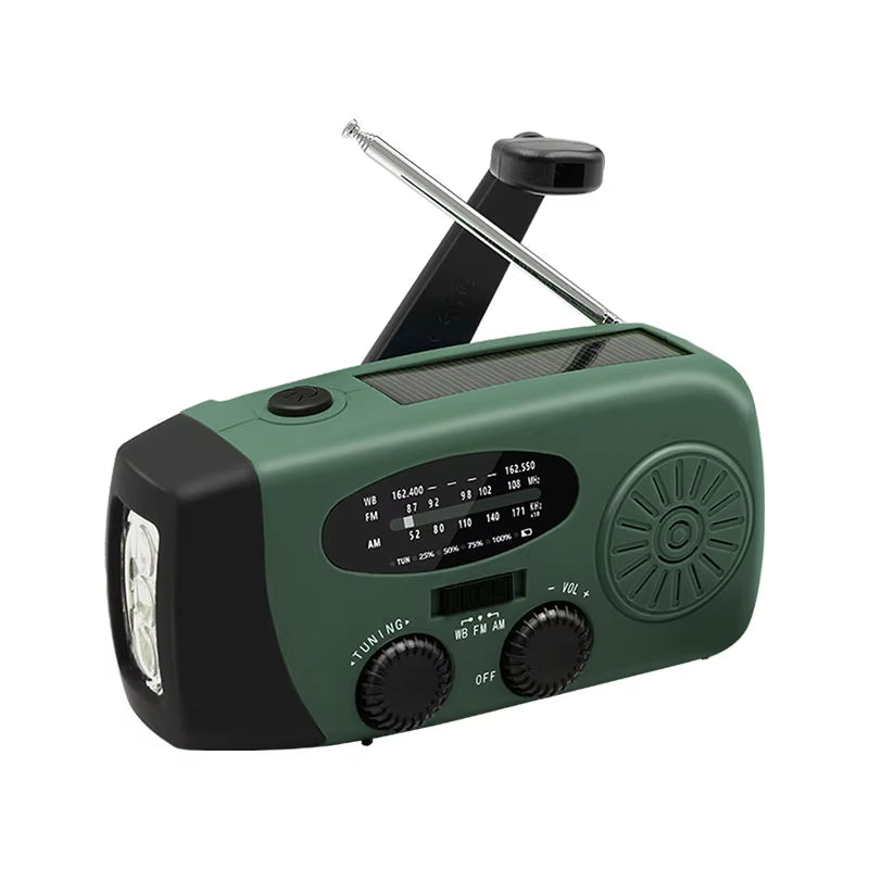 Emergency Radio AM FM with 2000Mah Battery Operated Radio Portable Power Bank Usb/Solar/Hand Crank Charging, SOS