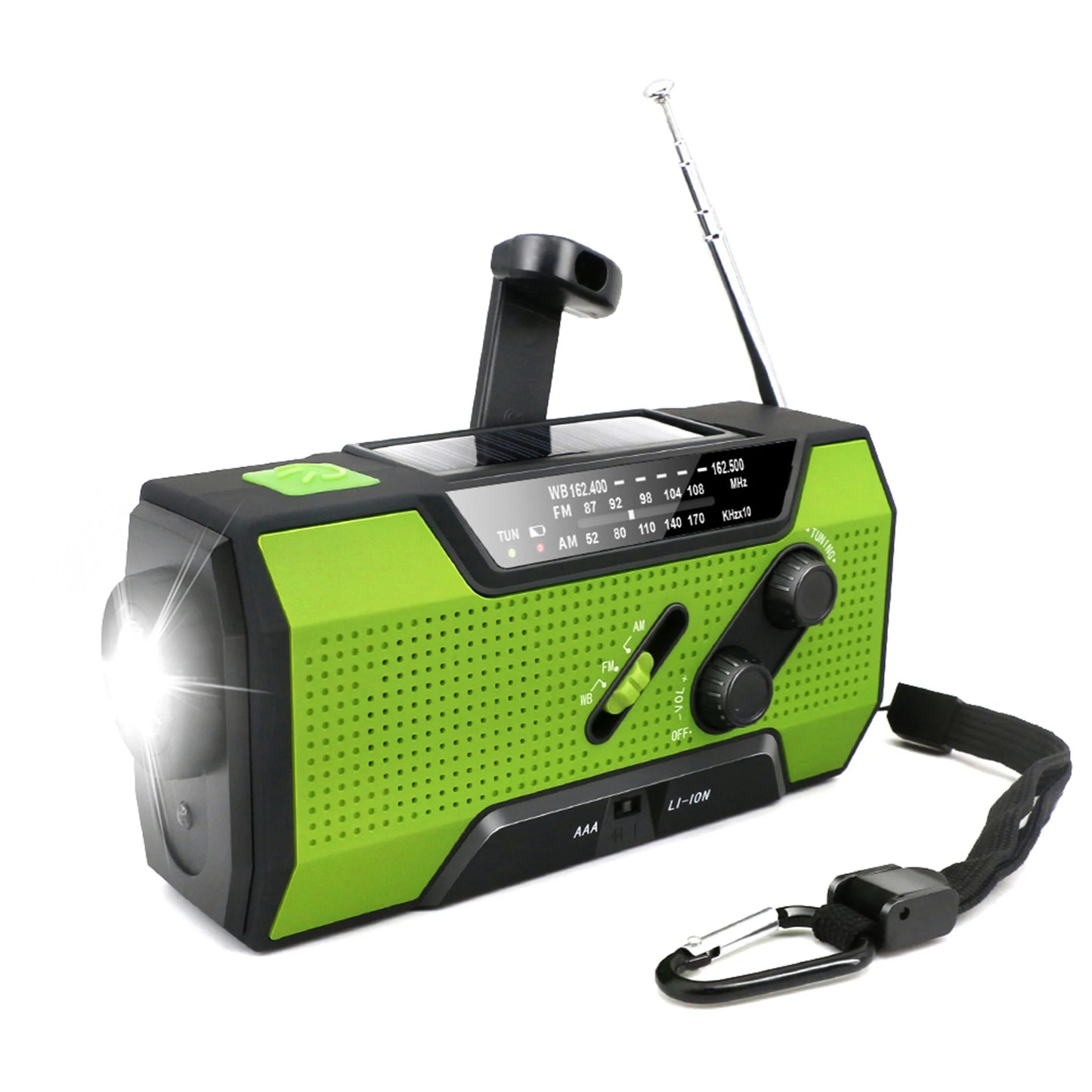Emergency Radio AM FM with 2000Mah Battery Operated Radio Portable Power Bank Usb/Solar/Hand Crank Charging, SOS
