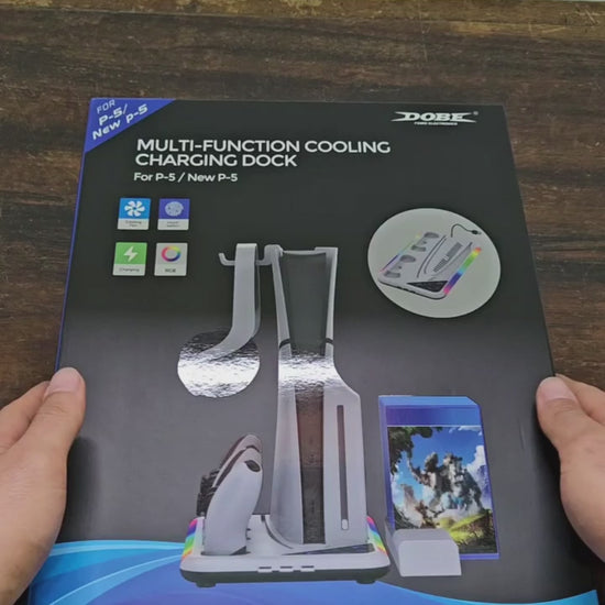 Suporte de Refrigeração PS5 Slim/Pro — Carregador para 2 Controles e RGB